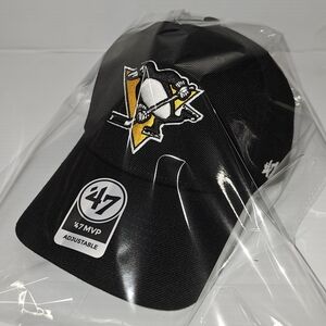 Pittsburgh Penguins NHL '47 Brand MVP OSFA Dad Hat in Black NEW w/Tag